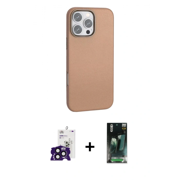 MARSİLYAN™- iPhone 16 Pro Max Kılıf Zirve Modern Prime - Siyah 360 Mat Full Body Arka Koruyucu + Bilvis Titan Kamera Lens - SH