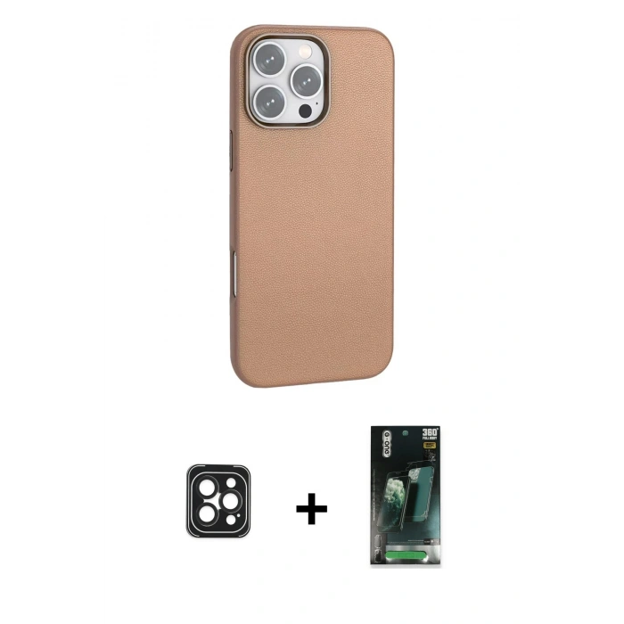 MARSİLYAN™- iPhone 16 Pro Max Kılıf Zirve Modern Prime - Siyah 360 Mat Full Body Arka Koruyucu + Siyah PVD Metal Kamera Lens