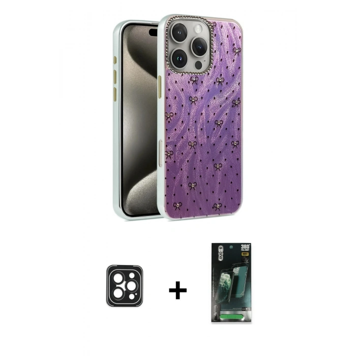 MARSİLYAN™- iPhone 16 Pro Max Kılıf Zirve Modern Prime - Siyah 360 Mat Full Body Arka Koruyucu + PVD Metal Kamera Lens - SH