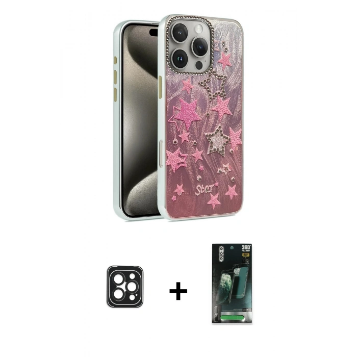 MARSİLYAN™- iPhone 16 Pro Max Kılıf Zirve Modern Prime - Siyah 360 Mat Full Body Arka Koruyucu + PVD Metal Kamera Lens - SH