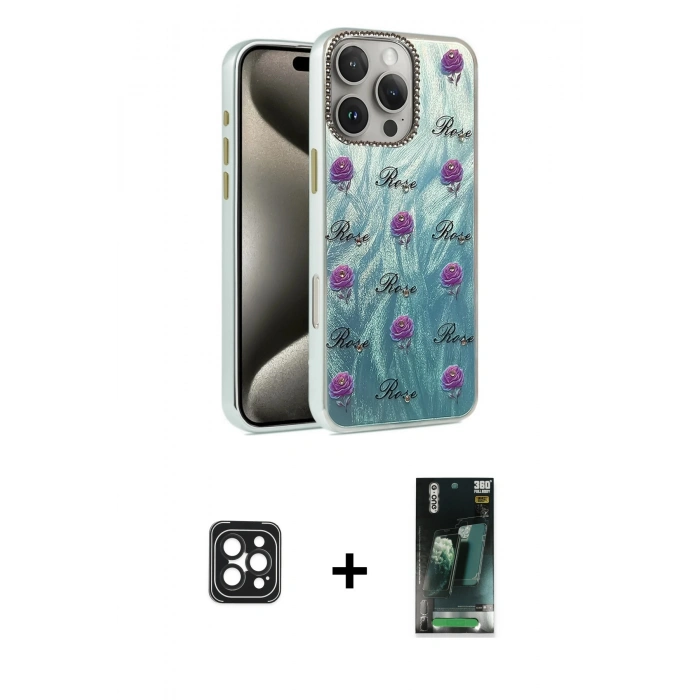 MARSİLYAN™- iPhone 16 Pro Max Kılıf Zirve Modern Prime - Siyah 360 Mat Full Body Arka Koruyucu + PVD Metal Kamera Lens - SH