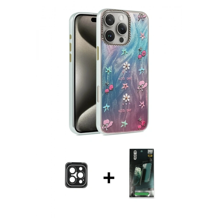 MARSİLYAN™- iPhone 16 Pro Max Kılıf Zirve Modern Prime - Siyah 360 Mat Full Body Arka Koruyucu + PVD Metal Kamera Lens - SH