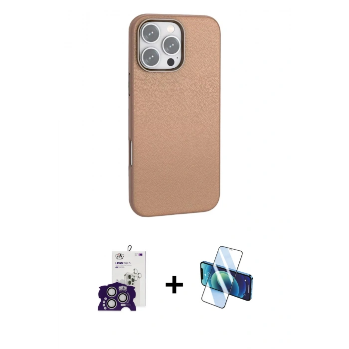 MARSİLYAN™- iPhone 16 Pro Max Kılıf Zirve Modern Prime - Siyah 3D Antistatik Cam Ekran Koruyucu + Bilvis Titan Kamera Lens - GS
