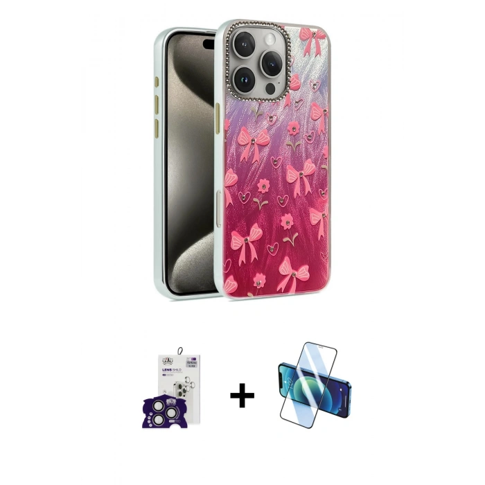 MARSİLYAN™- iPhone 16 Pro Max Kılıf Zirve Modern Prime - Siyah 3D Antistatik Cam Ekran Koruyucu + Bilvis Titan Kamera Lens - TMGI