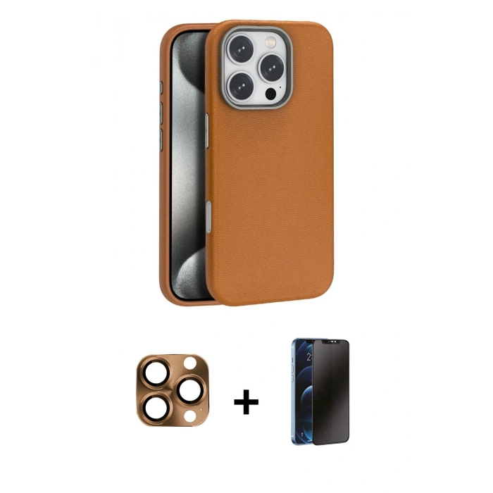 MARSİLYAN™- iPhone 16 Pro Max Kılıf Zirve Modern Prime - Siyah 3D Antistatik Hayalet Cam Ekran Koruyucu + Pers Alüminyum Kamera Lens - CLTM
