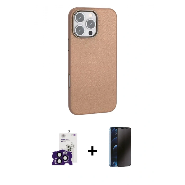 MARSİLYAN™- iPhone 16 Pro Max Kılıf Zirve Modern Prime - Siyah 3D Antistatik Hayalet Cam Ekran Koruyucu + Bilvis Titan Kamera Lens - SH