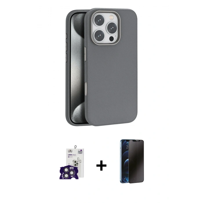 MARSİLYAN™- iPhone 16 Pro Max Kılıf Zirve Modern Prime - Siyah 3D Antistatik Hayalet Cam Ekran Koruyucu + Bilvis Titan Kamera Lens - TMGI