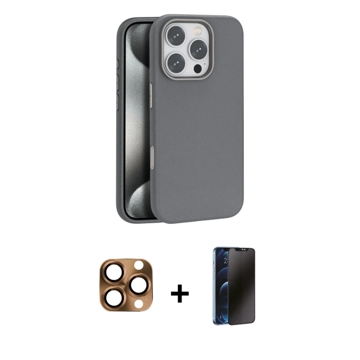 MARSİLYAN™- iPhone 16 Pro Max Kılıf Zirve Modern Prime - Siyah 3D Antistatik Hayalet Cam Ekran Koruyucu + Pers Alüminyum Kamera Lens - CLTM