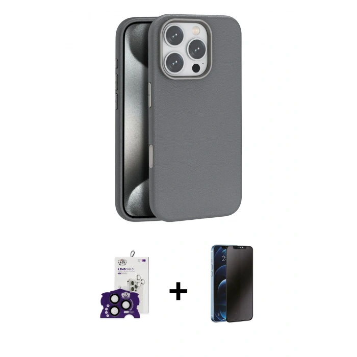 MARSİLYAN™- iPhone 16 Pro Max Kılıf Zirve Modern Prime - Siyah 3D Antistatik Hayalet Cam Ekran Koruyucu + Bilvis Titan Kamera Lens - SH
