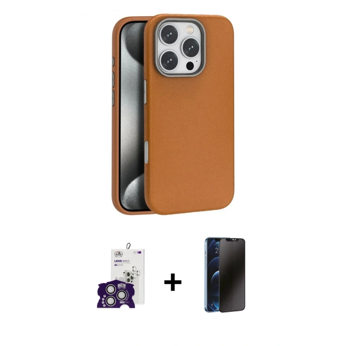 MARSİLYAN™- iPhone 16 Pro Max Kılıf Zirve Modern Prime - Siyah 3D Antistatik Hayalet Cam Ekran Koruyucu + Bilvis Titan Kamera Lens - GS