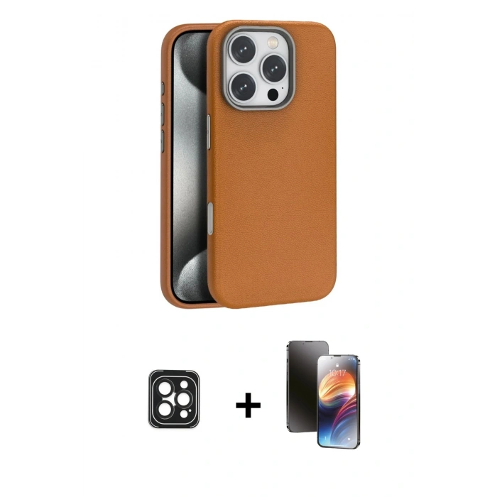 MARSİLYAN™- iPhone 16 Pro Max Kılıf Zirve Modern Prime - Siyah 3D Antistatik Mat Seramik Nano Ekran Koruyucu + PVD Metal Kamera Lens - SH