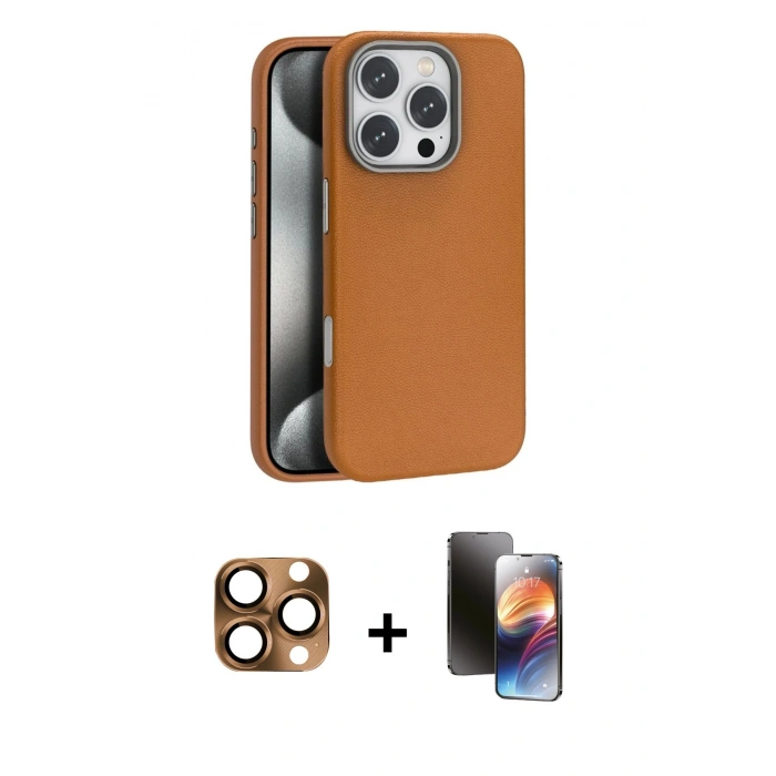 MARSİLYAN™- iPhone 16 Pro Max Kılıf Zirve Modern Prime - Siyah 3D Antistatik Mat Seramik Nano Ekran Koruyucu + Pers Alüminyum Kamera Lens - CLTM