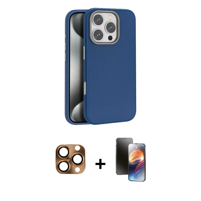 MARSİLYAN™- iPhone 16 Pro Max Kılıf Zirve Modern Prime - Siyah 3D Antistatik Mat Seramik Nano Ekran Koruyucu + Pers Alüminyum Kamera Lens - CLTM