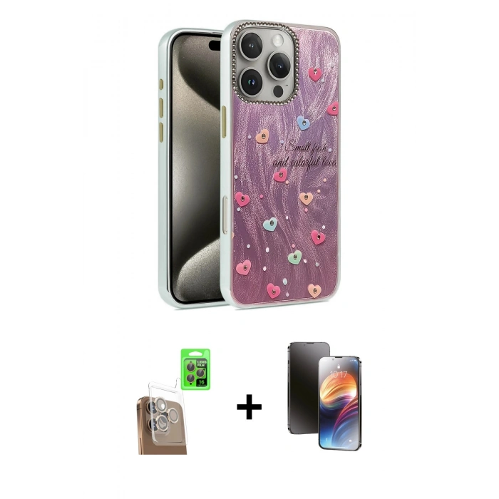 MARSİLYAN™- iPhone 16 Pro Max Kılıf Zirve Modern Prime - Siyah 3D Antistatik Mat Seramik Nano Ekran Koruyucu + Raze Metal Kamera Lens - CLTM