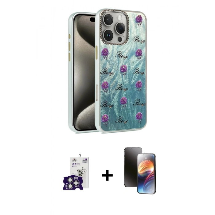 MARSİLYAN™- iPhone 16 Pro Max Kılıf Zirve Modern Prime - Siyah 3D Antistatik Mat Seramik Nano Ekran Koruyucu + Bilvis Titan Kamera Lens - TMGI