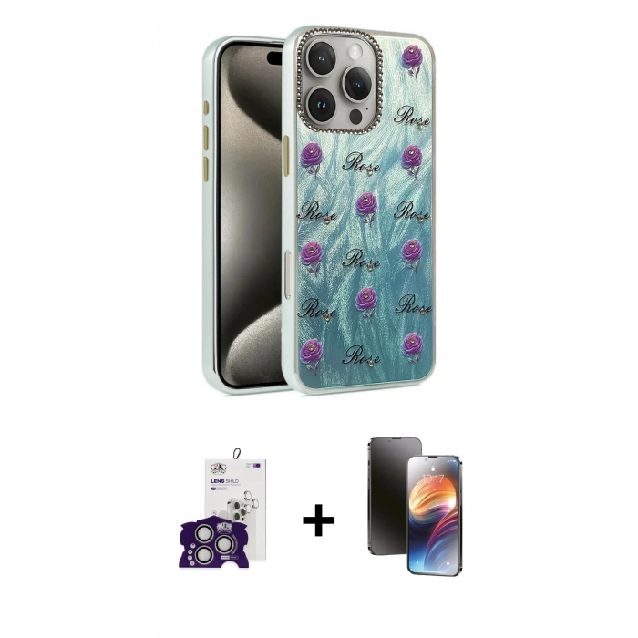 MARSİLYAN™- iPhone 16 Pro Max Kılıf Zirve Modern Prime - Siyah 3D Antistatik Mat Seramik Nano Ekran Koruyucu + Bilvis Titan Kamera Lens - GS