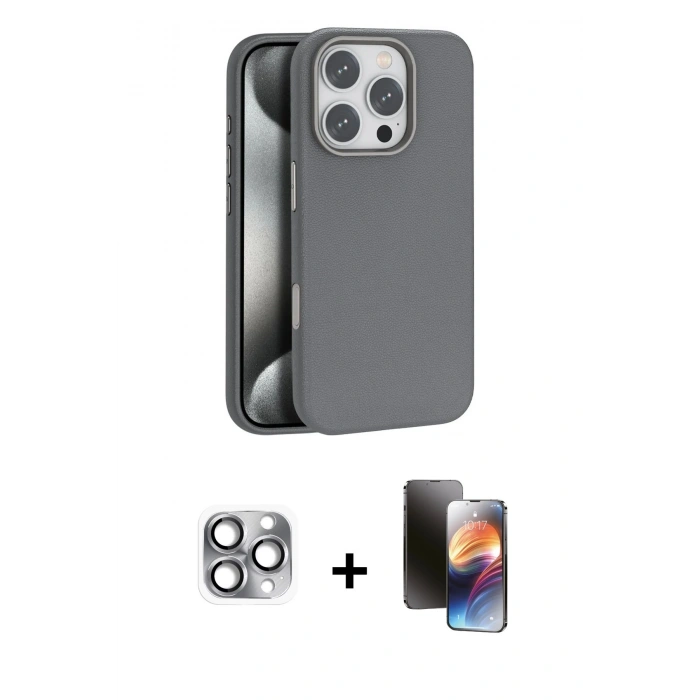 MARSİLYAN™- iPhone 16 Pro Max Kılıf Zirve Modern Prime - Siyah 3D Antistatik Mat Seramik Nano Ekran Koruyucu + Pers Alüminyum Kamera Lens - GI