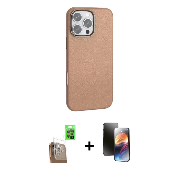 MARSİLYAN™- iPhone 16 Pro Max Kılıf Zirve Modern Prime - Siyah 3D Antistatik Mat Seramik Nano Ekran Koruyucu + Raze Metal Kamera Lens - CLTM