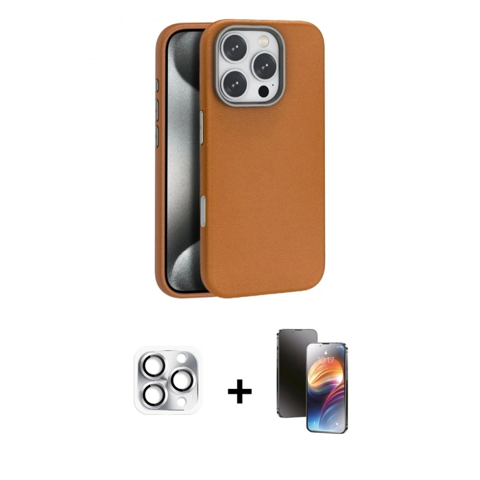 MARSİLYAN™- iPhone 16 Pro Max Kılıf Zirve Modern Prime - Siyah 3D Antistatik Mat Seramik Nano Ekran Koruyucu + Gümüş Pers Alüminyum Kamera Lens