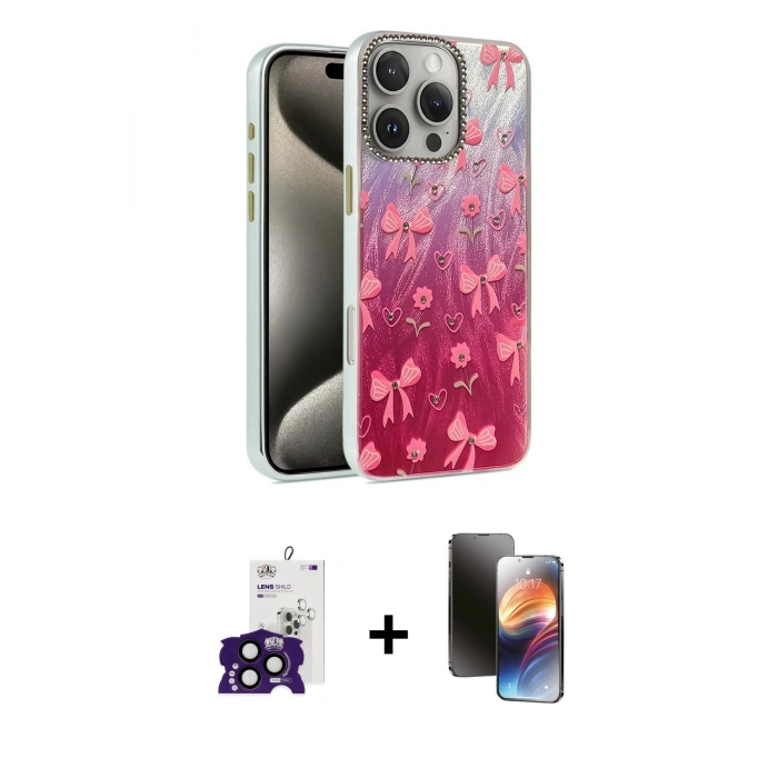 MARSİLYAN™- iPhone 16 Pro Max Kılıf Zirve Modern Prime - Siyah 3D Antistatik Mat Seramik Nano Ekran Koruyucu + Bilvis Titan Kamera Lens - SH