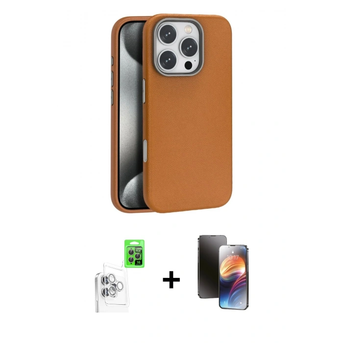 MARSİLYAN™- iPhone 16 Pro Max Kılıf Zirve Modern Prime - Siyah 3D Antistatik Mat Seramik Nano Ekran Koruyucu + Raze Metal Kamera Lens - BZ