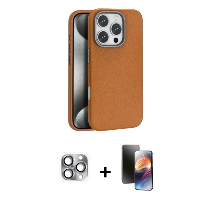 MARSİLYAN™- iPhone 16 Pro Max Kılıf Zirve Modern Prime - Siyah 3D Antistatik Mat Seramik Nano Ekran Koruyucu + Pers Alüminyum Kamera Lens - GI
