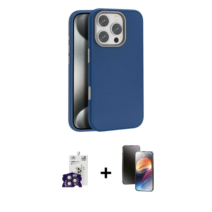 MARSİLYAN™- iPhone 16 Pro Max Kılıf Zirve Modern Prime - Siyah 3D Antistatik Mat Seramik Nano Ekran Koruyucu + Bilvis Titan Kamera Lens - TMGI