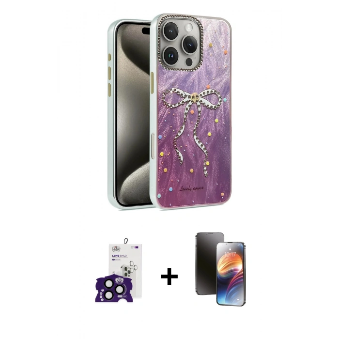 MARSİLYAN™- iPhone 16 Pro Max Kılıf Zirve Modern Prime - Siyah 3D Antistatik Mat Seramik Nano Ekran Koruyucu + Bilvis Titan Kamera Lens - SH