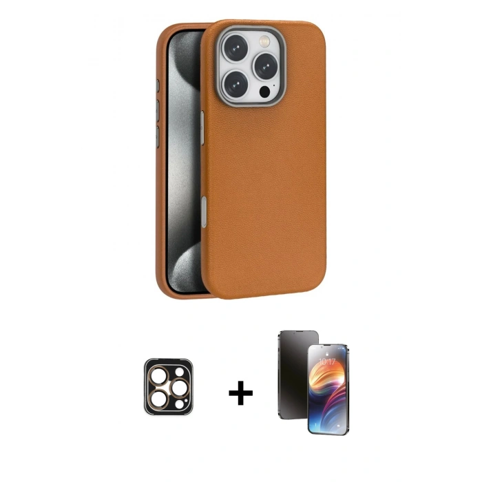 MARSİLYAN™- iPhone 16 Pro Max Kılıf Zirve Modern Prime - Siyah 3D Antistatik Mat Seramik Nano Ekran Koruyucu + PVD Metal Kamera Lens - GD