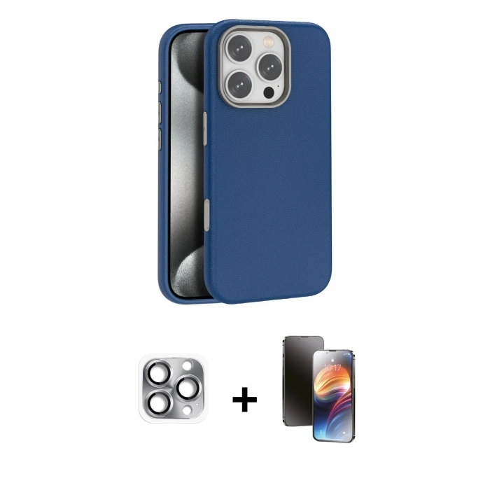MARSİLYAN™- iPhone 16 Pro Max Kılıf Zirve Modern Prime - Siyah 3D Antistatik Mat Seramik Nano Ekran Koruyucu + Pers Alüminyum Kamera Lens - GI