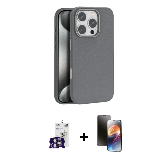 MARSİLYAN™- iPhone 16 Pro Max Kılıf Zirve Modern Prime - Siyah 3D Antistatik Mat Seramik Nano Ekran Koruyucu + Bilvis Titan Kamera Lens - TMGI