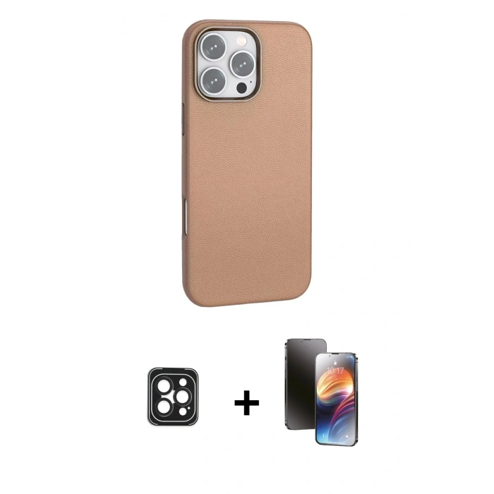 MARSİLYAN™- iPhone 16 Pro Max Kılıf Zirve Modern Prime - Siyah 3D Antistatik Mat Seramik Nano Ekran Koruyucu + PVD Metal Kamera Lens - SH