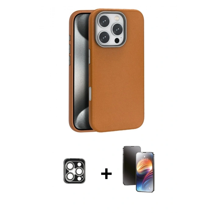 MARSİLYAN™- iPhone 16 Pro Max Kılıf Zirve Modern Prime - Siyah 3D Antistatik Mat Seramik Nano Ekran Koruyucu + PVD Metal Kamera Lens - GS