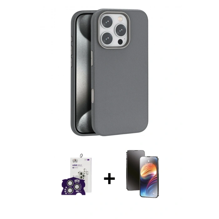 MARSİLYAN™- iPhone 16 Pro Max Kılıf Zirve Modern Prime - Siyah 3D Antistatik Mat Seramik Nano Ekran Koruyucu + Bilvis Titan Kamera Lens - GS
