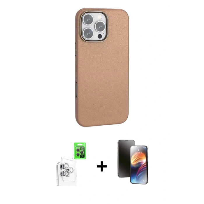 MARSİLYAN™- iPhone 16 Pro Max Kılıf Zirve Modern Prime - Siyah 3D Antistatik Mat Seramik Nano Ekran Koruyucu + Raze Metal Kamera Lens - BZ