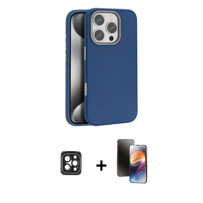 MARSİLYAN™- iPhone 16 Pro Max Kılıf Zirve Modern Prime - Siyah 3D Antistatik Mat Seramik Nano Ekran Koruyucu + PVD Metal Kamera Lens - SH