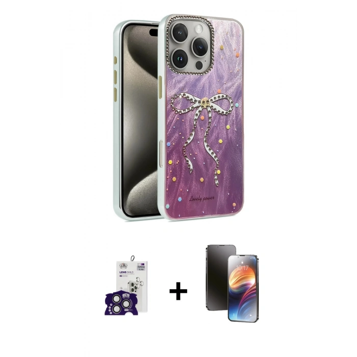 MARSİLYAN™- iPhone 16 Pro Max Kılıf Zirve Modern Prime - Siyah 3D Antistatik Mat Seramik Nano Ekran Koruyucu + Bilvis Titan Kamera Lens - TMGI