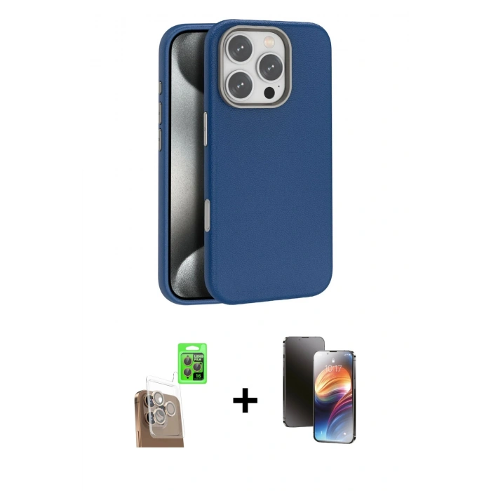 MARSİLYAN™- iPhone 16 Pro Max Kılıf Zirve Modern Prime - Siyah 3D Antistatik Mat Seramik Nano Ekran Koruyucu + Raze Metal Kamera Lens - CLTM