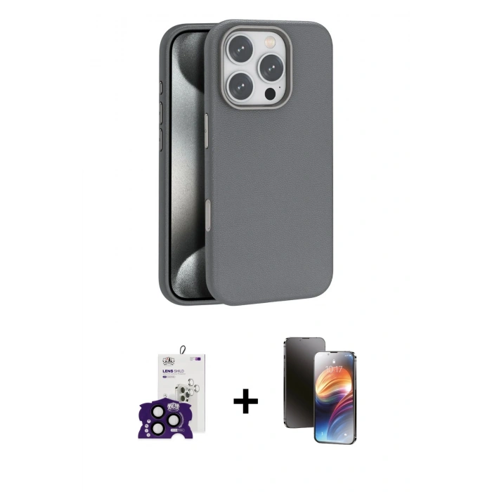 MARSİLYAN™- iPhone 16 Pro Max Kılıf Zirve Modern Prime - Siyah 3D Antistatik Mat Seramik Nano Ekran Koruyucu + Bilvis Titan Kamera Lens - SH