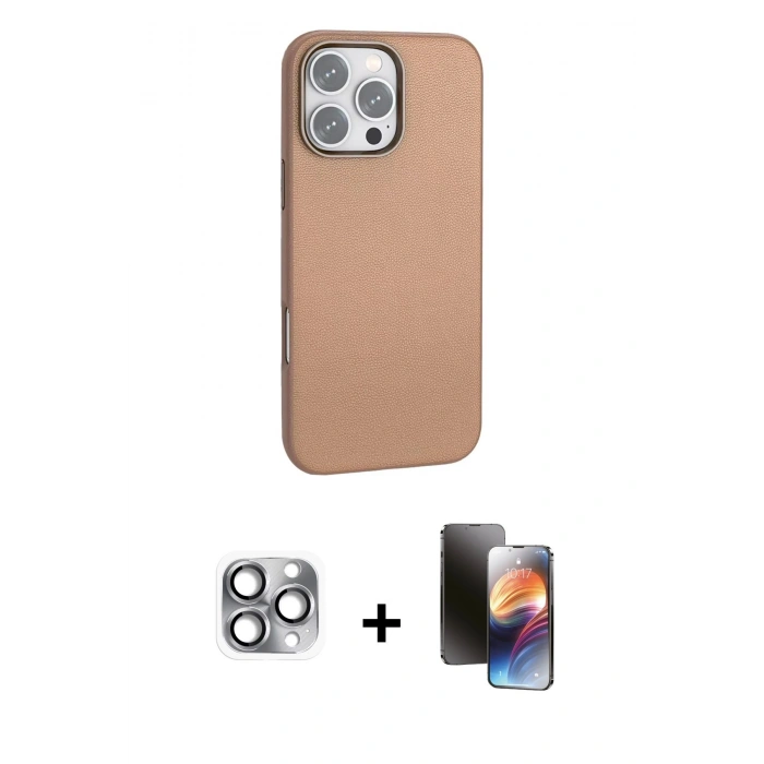 MARSİLYAN™- iPhone 16 Pro Max Kılıf Zirve Modern Prime - Siyah 3D Antistatik Mat Seramik Nano Ekran Koruyucu + Pers Alüminyum Kamera Lens - GI