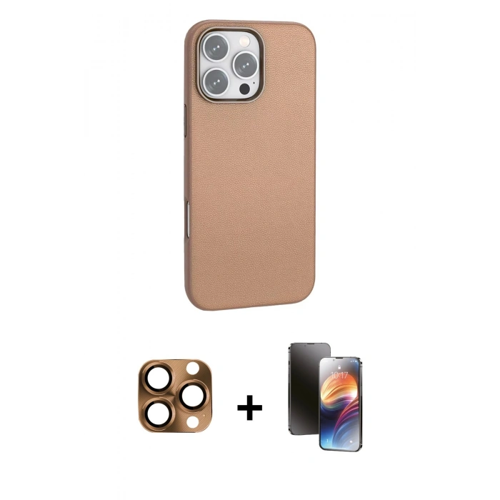 MARSİLYAN™- iPhone 16 Pro Max Kılıf Zirve Modern Prime - Siyah 3D Antistatik Mat Seramik Nano Ekran Koruyucu + Pers Alüminyum Kamera Lens - CLTM