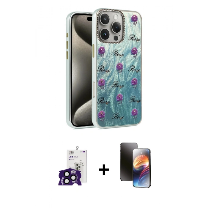 MARSİLYAN™- iPhone 16 Pro Max Kılıf Zirve Modern Prime - Siyah 3D Antistatik Mat Seramik Nano Ekran Koruyucu + Bilvis Titan Kamera Lens - SH