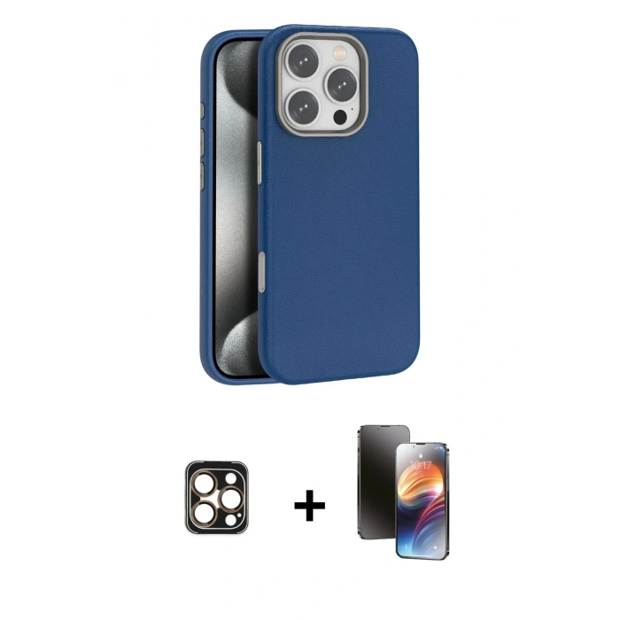MARSİLYAN™- iPhone 16 Pro Max Kılıf Zirve Modern Prime - Siyah 3D Antistatik Mat Seramik Nano Ekran Koruyucu + PVD Metal Kamera Lens - GD