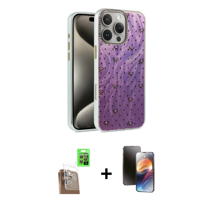 MARSİLYAN™- iPhone 16 Pro Max Kılıf Zirve Modern Prime - Siyah 3D Antistatik Mat Seramik Nano Ekran Koruyucu + Raze Metal Kamera Lens - CLTM