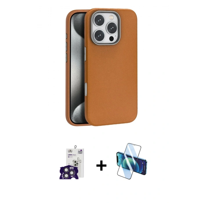 MARSİLYAN™- iPhone 16 Pro Max Kılıf Zirve Modern Prime - Siyah 3D Antistatik Seramik Nano Ekran Koruyucu + Bilvis Titan Kamera Lens - TMGI