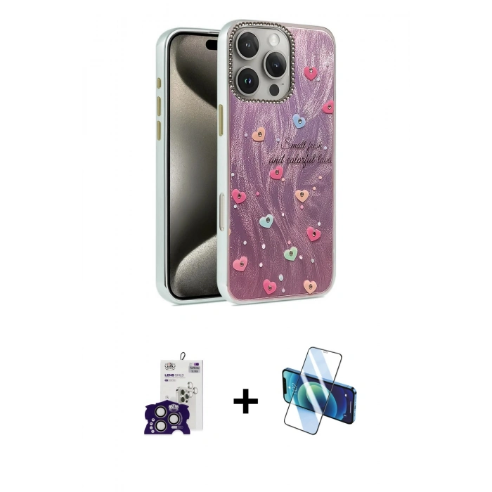 MARSİLYAN™- iPhone 16 Pro Max Kılıf Zirve Modern Prime - Siyah 3D Antistatik Seramik Nano Ekran Koruyucu + Bilvis Titan Kamera Lens - TMGI