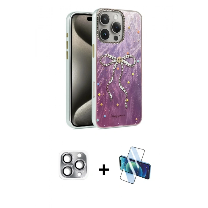 MARSİLYAN™- iPhone 16 Pro Max Kılıf Zirve Modern Prime - Siyah 3D Antistatik Seramik Nano Ekran Koruyucu + Pers Alüminyum Kamera Lens - GI
