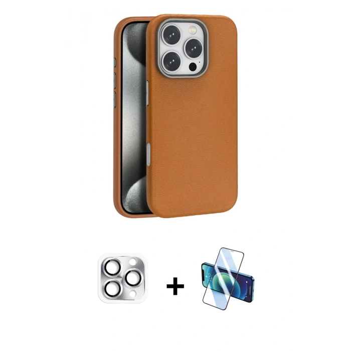 MARSİLYAN™- iPhone 16 Pro Max Kılıf Zirve Modern Prime - Siyah 3D Antistatik Seramik Nano Ekran Koruyucu + Pers Alüminyum Kamera Lens - GS