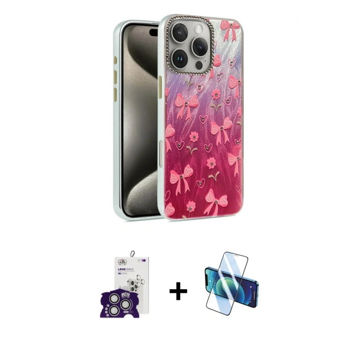MARSİLYAN™- iPhone 16 Pro Max Kılıf Zirve Modern Prime - Siyah 3D Antistatik Seramik Nano Ekran Koruyucu + Bilvis Titan Kamera Lens - GS