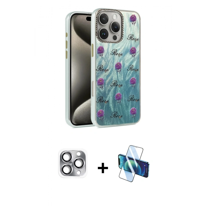 MARSİLYAN™- iPhone 16 Pro Max Kılıf Zirve Modern Prime - Siyah 3D Antistatik Seramik Nano Ekran Koruyucu + Pers Alüminyum Kamera Lens - GI